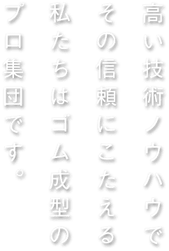 高い技術ノウハウで その信頼にこたえる 私たちはゴム成型の プロ集団です。